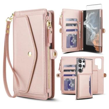 Imagem de Capa de telefone para Samsung Galaxy S23 Ultra 5G capa carteira compatível com Magsafe RFID protetor de tela transversal alça alça flip suporte cartão slot celular S23Ultra 23S S 23 23Ultra 17.3 cm