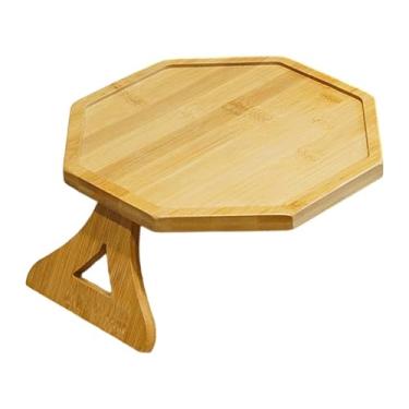 Imagem de YWJLQH Braço de sofá, mesa, cadeira, bandeja de mesa, café, cama, móveis, bebidas, lanches, suporte para telefone, apoio de braço de sofá, bandeja com clipe, Bambu