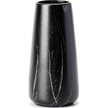 Imagem de Vaso de mármore preto – Vaso de cerâmica preto grande de 20 cm para flor, vasos simples para grama dos pampas, vasos boêmios minimalistas para centros de mesa, decoração de casa, decoração de banheiro