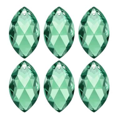 Imagem de PATIKIL K9 pingentes de cristal contas ovais, pacote com 6 peças de prismas lustres de 38 mm, contas penduradas, lâmpada DIY para decoração de artesanato, verde escuro