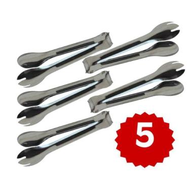 Imagem de Kit 5 Pegador de Inox 20cm Multiuso Salada Carne Frios Salgado - Sq só