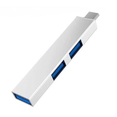 Imagem de Adaptador multiportas USB C para hub USB, divisor tipo C de 3 portas para laptop, hub de dados compatível com MacBook Pro/Air, iPad Pro, Dell, Chromebook | teclado, mouse, HDD (USB C Hub 3 em 1 USB C)