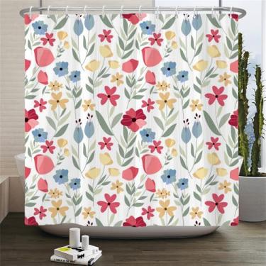 Imagem de Cortinas de chuveiro Flores Cortina de banheiro com ganchos Impressão à prova d'água 180x240cm Tecido de poliéster Tela de decoração de banheiro, JK8189, L210xA180cm