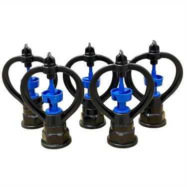 Imagem de 5 peças fêmeas 1/5.1 cm e 3/10.2 cm dupla utilização 360 graus micro irrigação por gotejamento cabeças de irrigação, sistema de irrigação por atomização de spray de água para gramado de jardim (1/2X3