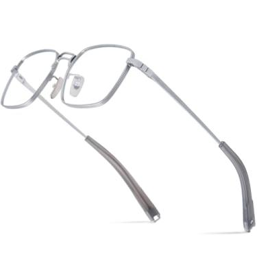 Imagem de VFDHN Armação de óculos de titânio masculina ultraleve (prata)