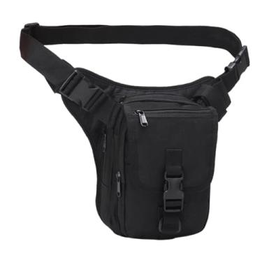 Imagem de KiBcsLic Bolsa de perna dobrável, bolsa de coxa, pochete multifuncional, pochete de cintura de grande capacidade, de perna para andar de bicicleta, camping, Preto