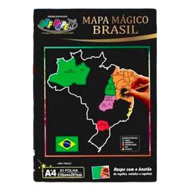 Imagem de Mapa Mágico Brasil A4 1 Folha Com Bastão - OFF PAPER