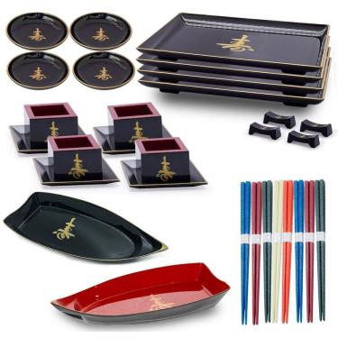 Imagem de Kit Oriental Japonês Para 4 Pessoas Com Hashis Coloridos