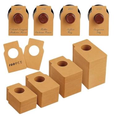 Imagem de Etiquetas de garrafa de vinho – Etiquetas de papel penduradas na adega para pescoço de garrafa, etiquetas de presente de dupla face para prateleiras de vinho, champanhe e organização de cerveja