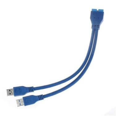 Imagem de JSER 2 portas USB 3.0 A macho para adaptador de cabo de extensão de placa mãe macho de 20 pinos
