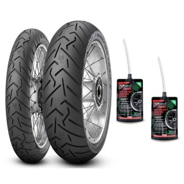Imagem de KIT PAR PNEU 150/70R-17 69v + 110/80R-19 59v PIRELLI SCORPION TRAIL 2 XT1200 F700GS TIGER 800 1200 + SELANTE