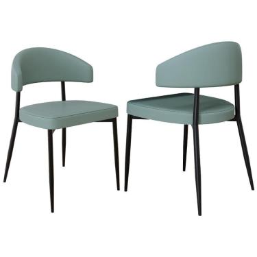 Imagem de Conjunto 2 Cadeiras De Jantar Revestimento Sintético Bless Estr. Preta Courino Urano Verde Sálvia