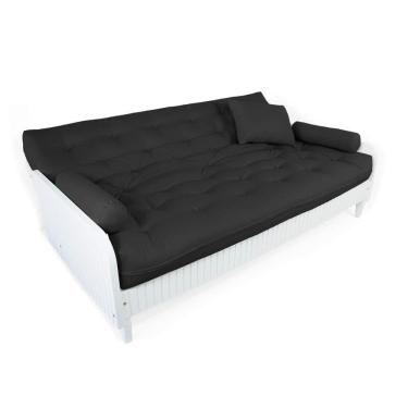 Imagem de Sofá Cama Paris Ripado Branco Acquablock Preto Madeira Nobre