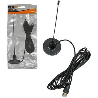 Imagem de Antena Digital Interna Externa Hdtv Vhf Uhf Fm com Base Imantada e Cab