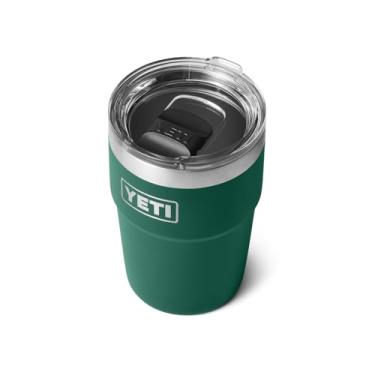 Imagem de YETI Copo empilhável Rambler de 473 ml, isolado a vácuo, aço inoxidável com tampa MagSlider, verde floresta preta