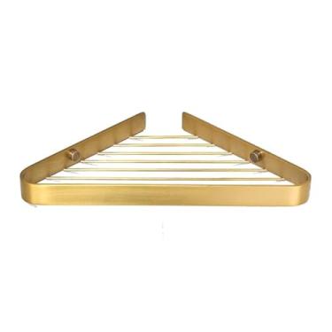 Imagem de Suporte de chuveiro de canto, prateleira de chuveiro de metal triangular, organizador de box de parede para chuveiro interno e banheiro, prateleira de chuveiro de 6 cores (ouro escovado)