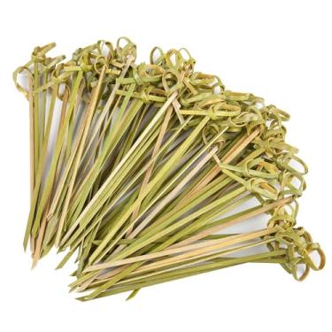 Imagem de 1000 peças de palitos de coquetel espetos de bambu para aperitivos, palitos de 4,7 polegadas para aperitivos, espetos de nó de bambu natural, palhetas de comida, palitos de dente extravagantes para