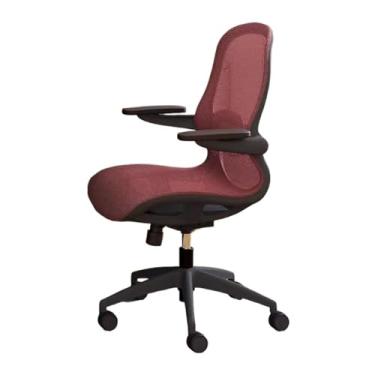 Imagem de Cadeira de escritório de malha ergonômica cadeira de escritório com encosto alto braços dobráveis ajustáveis, suporte lombar e rodas, cadeira giratória para tarefas de computador (vermelha)