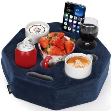 Imagem de Almofada de suporte de copo de sofá, suporte de bebida de sofá, suporte de sofá octogonal para xícara de café, telefone, controle remoto, bandeja de suporte de copo de sofá para cama, carro, sofá