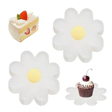 Imagem de Pratos de papel, 20 peças, pratos em forma de flor, margarida descartável, para chá de bebê, aniversário, festa de casamento, papel, descartável, festa, margarida