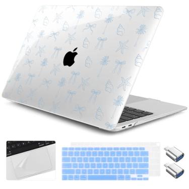 Imagem de Yebiseven Capa para MacBook Air de 13 polegadas M1 2021 2020 2019 2018 modelo A2337/A2179/A1932, capa rígida para laptop com capa de teclado e protetor de trackpad e 2 adaptadores OTG, estrela do mar