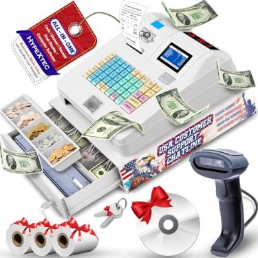 Imagem de Caixa registradora inteligente HypeXtec 2025 com gaveta e scanner para pequenas empresas, caixas registradoras eletrônicas à prova d'água e à prova de óleo, exibição dupla e recibo de impressão