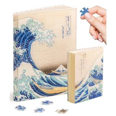 Imagem de PieceRelax Diário de quebra-cabeça para adultos - Katsushika Hokusai - capa de livro A5 exclusiva The Great Wave, presente e decoração de casa com arte de quebra-cabeça de plástico para caderno