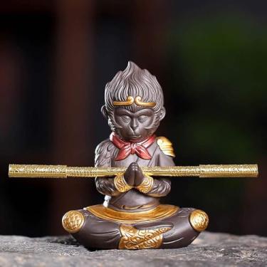 Imagem de Estátua De Modelo De Cerâmica Sun Wukong Chá De Areia Roxa Cerimônia De Chá De Estimação Acessórios De Chá Escultura De Macaco Escritório Estudo Decoração De Quarto