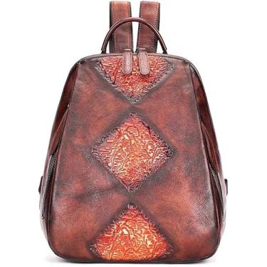 Imagem de Mochila Feminina Mochila De Grande Capacidade Com Padrão Floral Em Relevo Retrô, Black