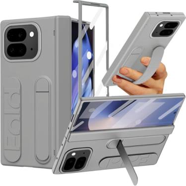 Imagem de NINKI Capas de suporte para celular Google Pixel 10 Pro Fold com alça e proteção de tela, capa rígida e fina com faixa de dedo + protetor de dobradiça para celular Google Pixel Pro 10 dobra masculina