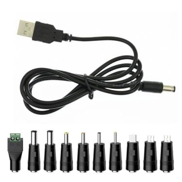 Imagem de Cabo de carregamento USB para CC de 5 V, cabo de alimentação universal para brinquedos, relógios, ventilador, alto-falante, fone de ouvido, monitor, luminária de mesa, telefones, roteador de fita de