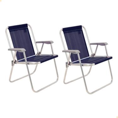 Imagem de Kit 2 Cadeiras de Praia Tramontina Samoa Alta em Alumínio Azul 92900/006
