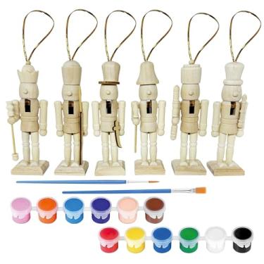 Imagem de MicoSim The Nutcracker Decoração de Natal, 6 peças de bonecos de quebra-nozes decorativos, de madeira, coleciona bolachas para festas de festivais