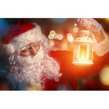 Imagem de Painel de Lona Natal Papai Noel Lamparina - Fabrika de Festa, 120x070c