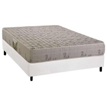 Imagem de Cama Box Casal: Colchão Espuma D33 Herval Cannes + Base CRC Corano Whi