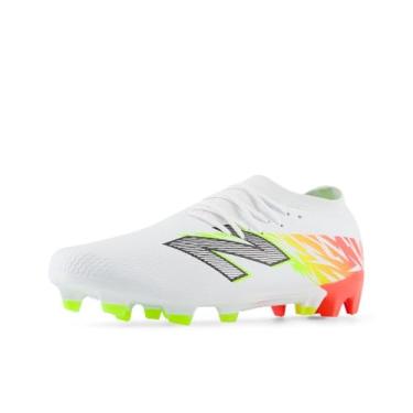 Imagem de New Balance Tênis de futebol unissex Furon Team Fg V8, Branco/vermelho energético/Hi-Lite, 36/40 BR G