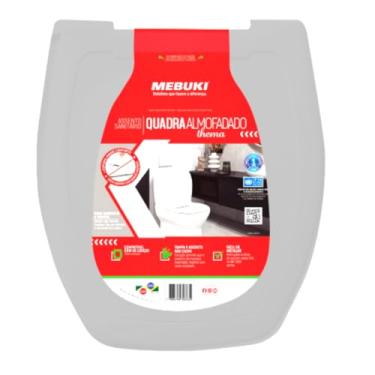 Imagem de Tampa de Vaso Assento Sanitário Retangular Almofadado Para Bacia Thema Incepa 1.6gpf 6.0lpf (Cinza)