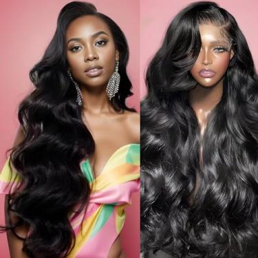 Imagem de Perucas de cabelo humano ondulado frontal com tela frontal pré-arrancada 180% densidade 13x4 HD transparente perucas frontais para mulheres perucas frontais sem cola com cabelo de bebê, peruca de