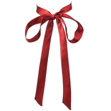 Imagem de SOFPLATE 2 peças de gravata borboleta vermelha de 152 cm gravata borboleta longa gravata borboleta gravata borboleta dobrável cinto de cetim de casamento para uniforme escolar cosplay camiseta