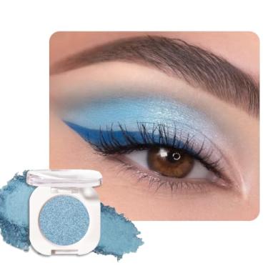 Imagem de WanTuoluo Paleta de sombras metálicas azul-celeste para mulheres, maquiagem monocromática única, pó prensado brilhante, sombras naturais misturáveis para ojos, holográficas, veganas, viagens -32