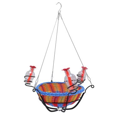 Imagem de Mingzhe Alimentador de Pássaro de Cesta de Vime para a Varanda de Jardim, Estação de Alimentação de água Atraente de Pássaros, Decoração Ao Ar Livre Resiliente para Pássaros, Manutenção