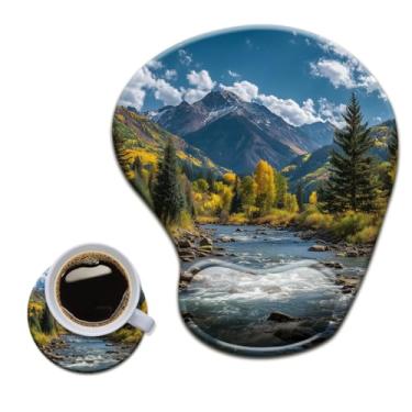 Imagem de HOPONY Mouse pad de gel para descanso de pulso - mousepad ergonômico para escritório com suporte de pulso - antiderrapante, acessórios de mesa de design para decoração de casa e jogos, floresta de