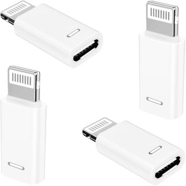 Imagem de [Certificado Apple MFi] Adaptador USB C para Lightning, pacote com 4 Stuffcool Lightning macho para USB C fêmea, conector de carregamento rápido de 20 W tipo C para iPhone 14, 13, 12, 11, Pro, XS, XR
