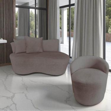Imagem de Kit Namoradeira + Poltrona Yara Orgânica Bouclé Capuccino - Mansão Dec