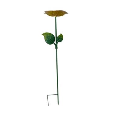 Imagem de Stgfyxgs Alimentador de Pássaros em Formato de Flor, Banheira para Pássaros, Enfeite de Jardim, 63,5 Cm, Banheira para Pássaros em Ferro, Alimentador de Pássar, Amarelo