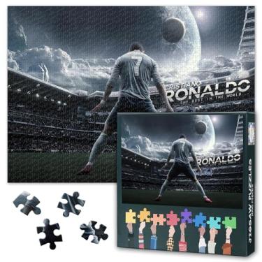 Imagem de Quebra-cabeça de 1000 peças com vista traseira do estádio Cristiano Ronaldo: arte de parede lendária de campo de futebol, papel fosco emoldurável, lembranças esportivas para superfãs e decoração de