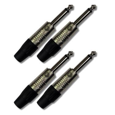 Imagem de Kit 4 Plug P10 Macho Mono Rofissional Soundvoice P10Mn