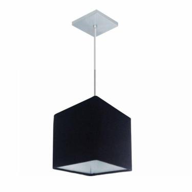 Imagem de Lustre Pendente Quadrado Vivare Md-4224 Cúpula Em Tecido 16/16x16cm - Bivolt Preto 127/220v