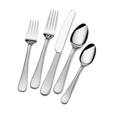 Imagem de Gourmet Basics by Mikasa Conjunto de 20 peças de aço inoxidável acetinado simétrico, serviço para 4