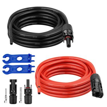 Imagem de XRDS -RF Cabo de extensão solar 10AWG, fio de painel solar vermelho e preto de 1,8 m com conectores solares, fio fotovoltaico com chaves de desconexão e conectores extra macho/fêmea para trailer